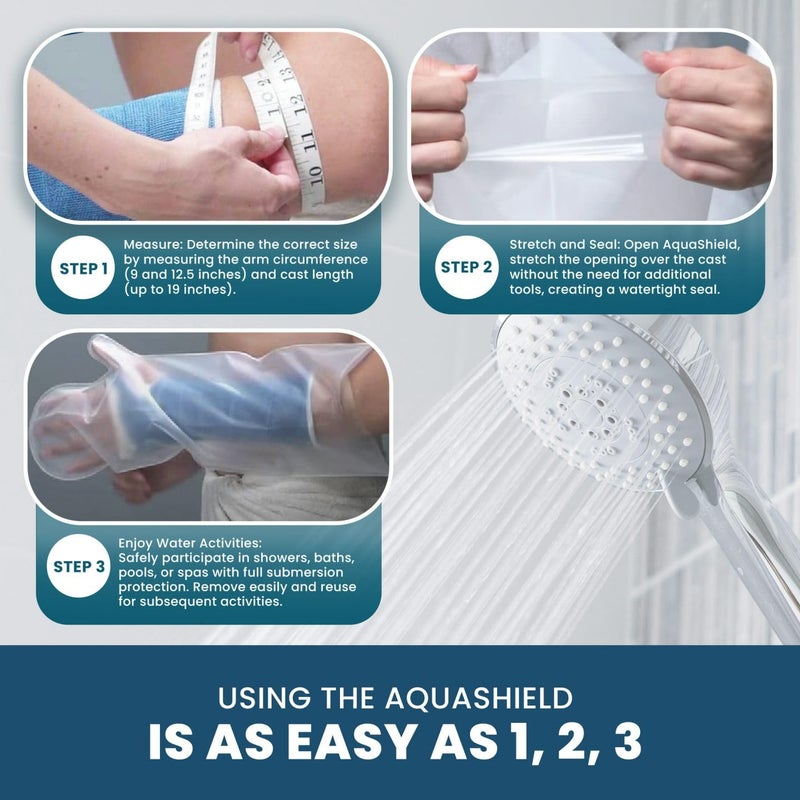 AquaShield Cast Protector Adult Full Arm (A31), Waterproof & Reusable for Pool, Bath, & Shower, covers Hand, Wrist, Elbow, & Upper Arm - Made in USA - Image 5